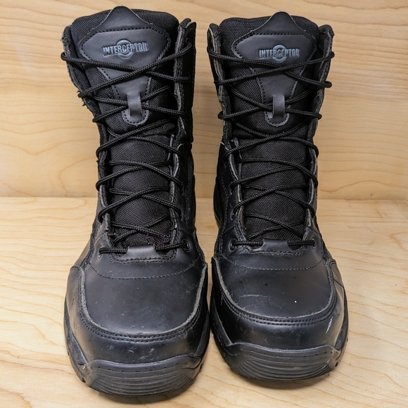 Interceptor Men’s Tactical Boots Lace Up Bike Boots Riding Boots Black Sz 12 - Picture 2 of 7